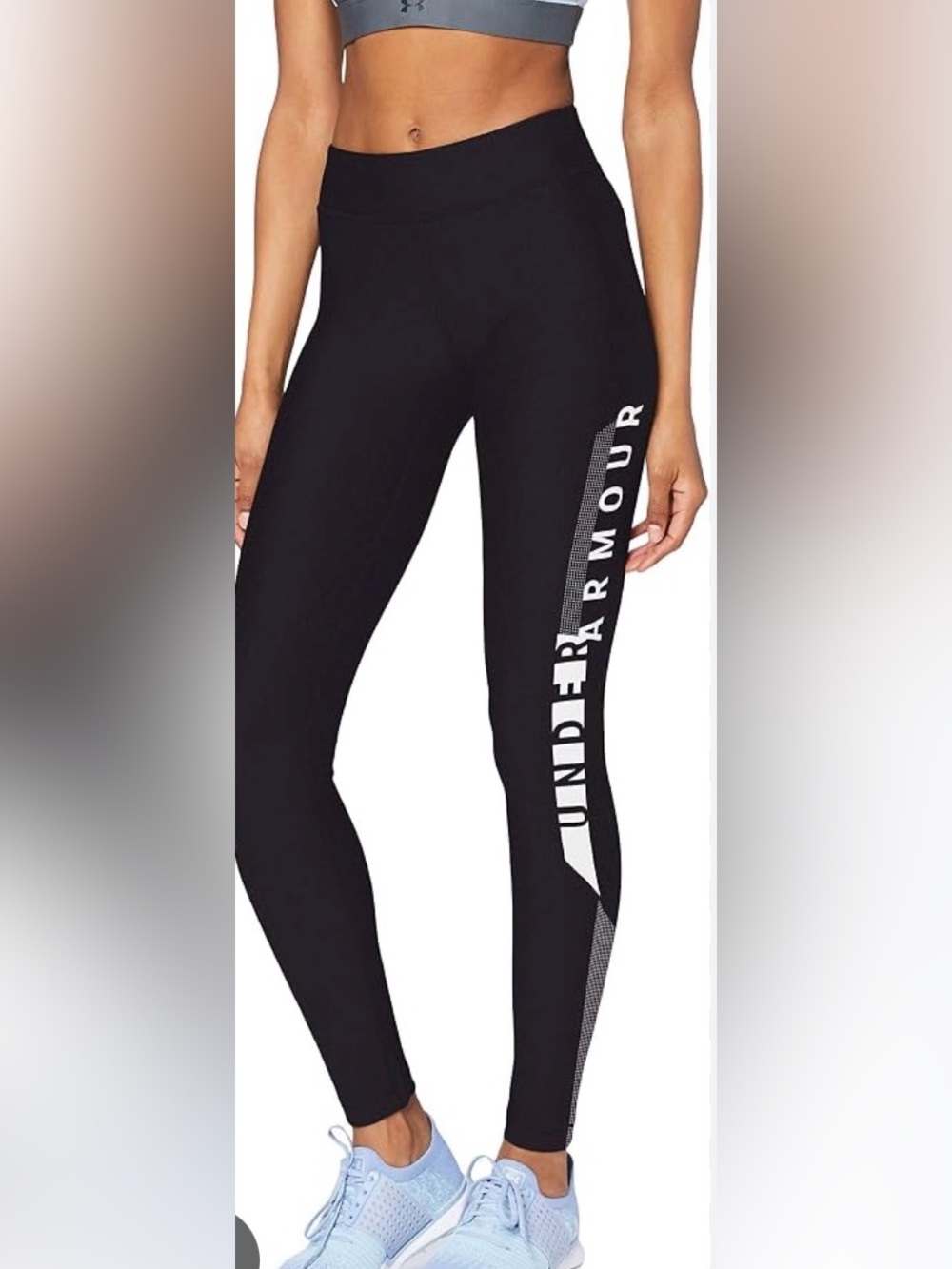 Under Armour Black Compression Ankle Leggings with White Side Logo